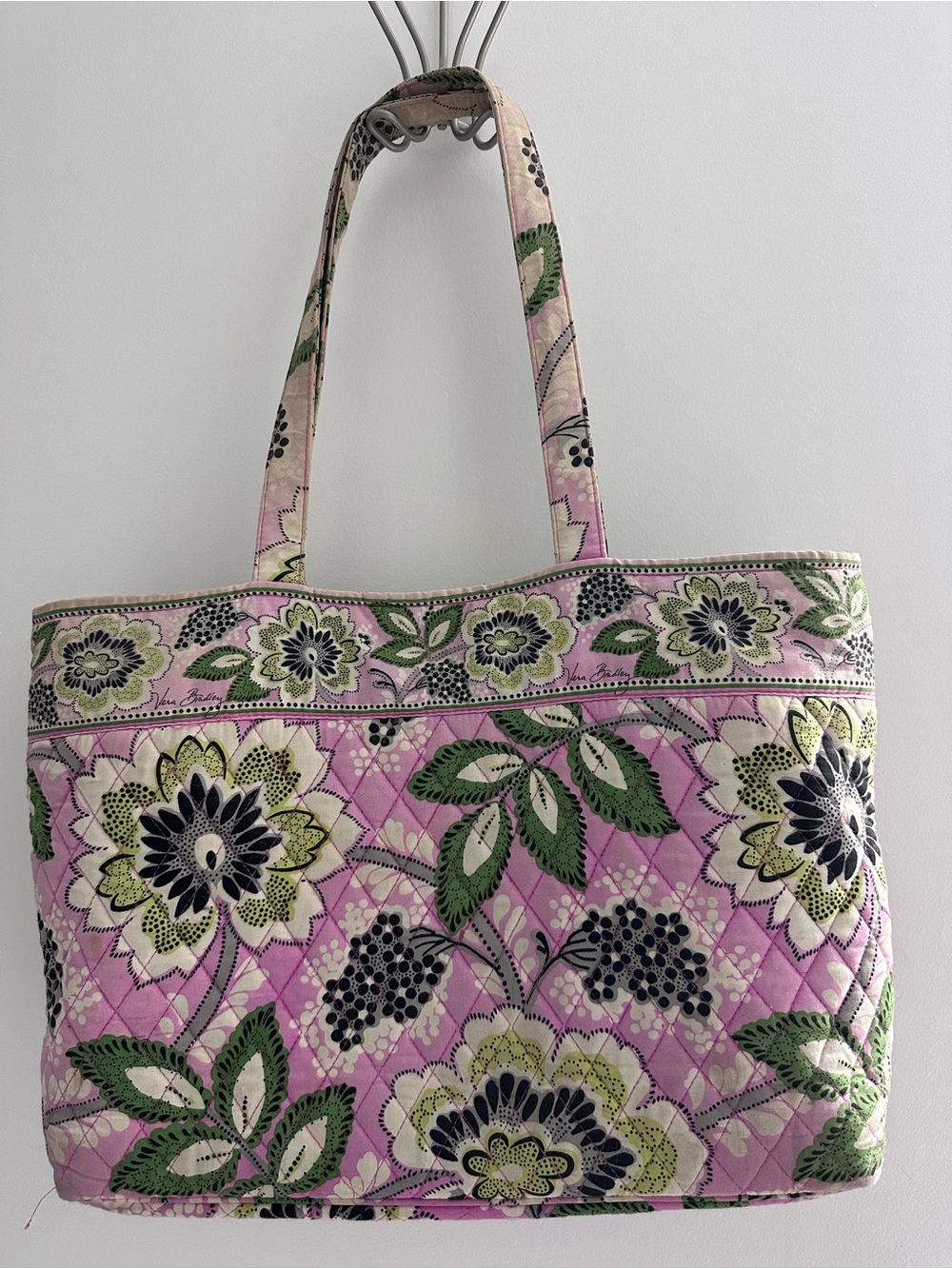 Vera Bradley Priscilla Pink 2012 Retired Floral Quilted Tote